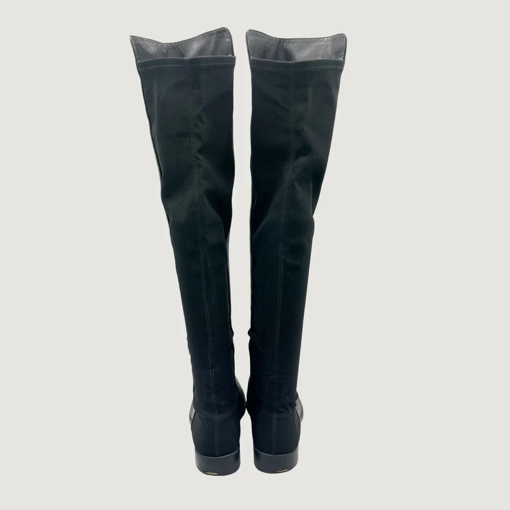 Stuart Weitzman 5050 Over The Knee Flat Boots Womens 9 M Black Leather Preppy
